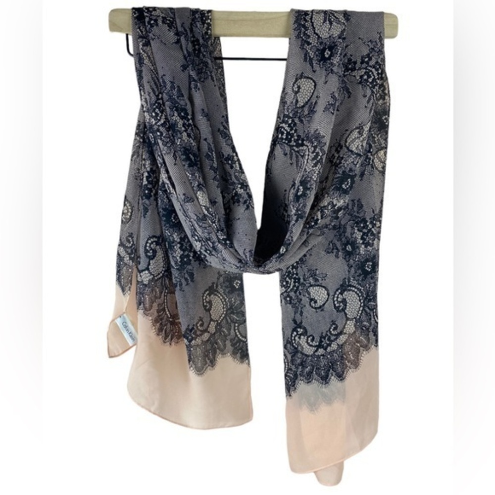 Calvin Klein nude blush and black delicate summer spring scarf shawl